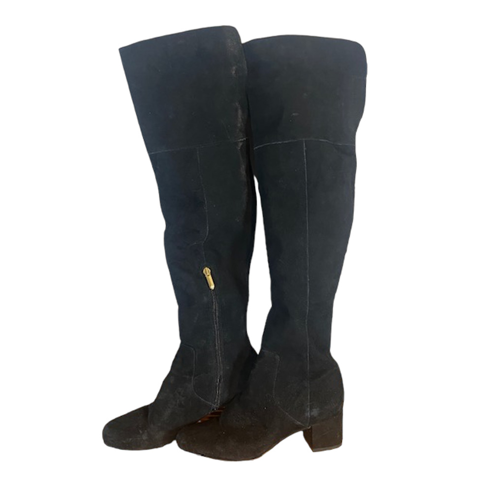 Sam Edelman Black Suede Tall Side Zipper Over The Knee Boots Women Sz 6
